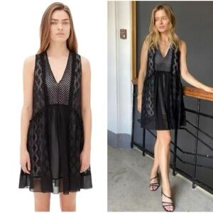 Sandro Paris Reem Embroidered Voile Lace Cocktail Dress Black US Size 8